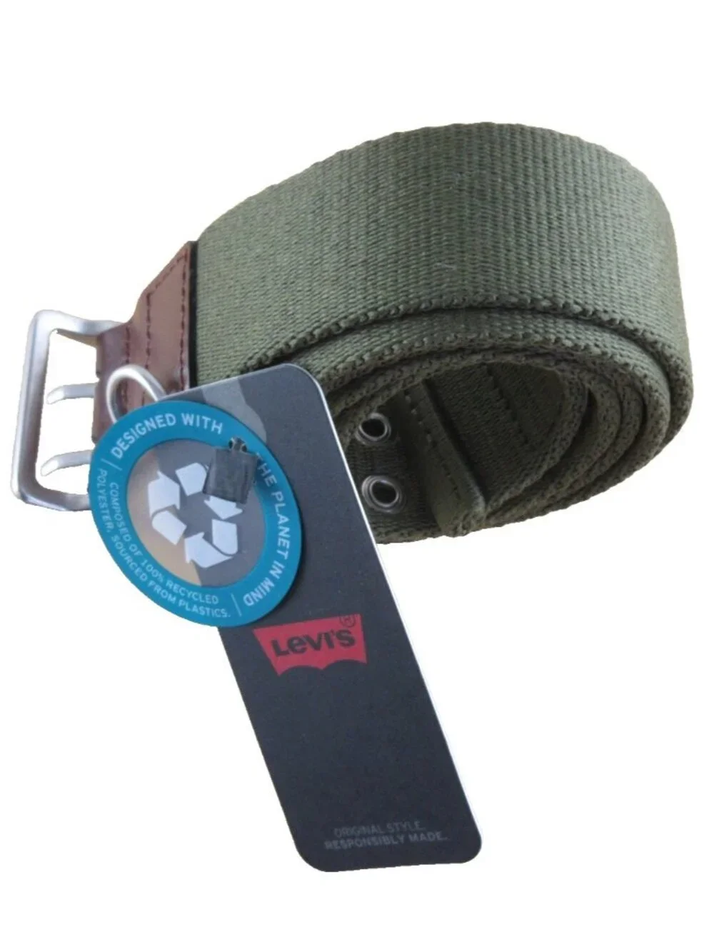 Levi's Workwear Men's Canvas Belt Metal Buckle Army Green Size Medium 34-36 NWT